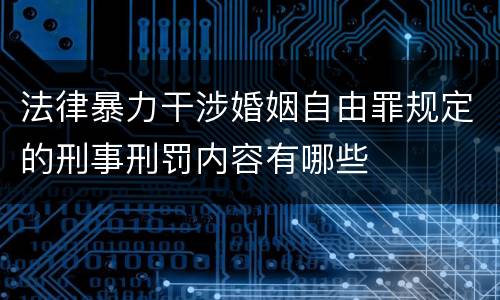 法律暴力干涉婚姻自由罪规定的刑事刑罚内容有哪些