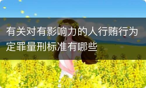 有关对有影响力的人行贿行为定罪量刑标准有哪些