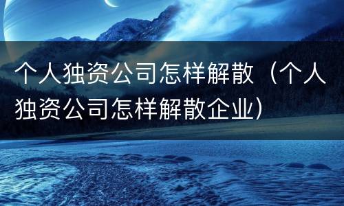 个人独资公司怎样解散（个人独资公司怎样解散企业）