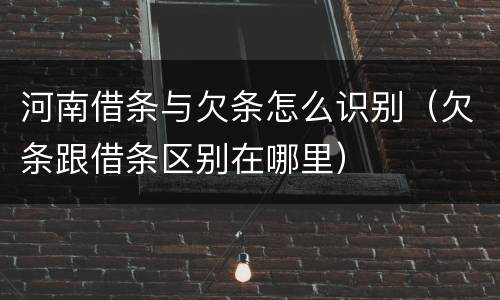 河南借条与欠条怎么识别（欠条跟借条区别在哪里）