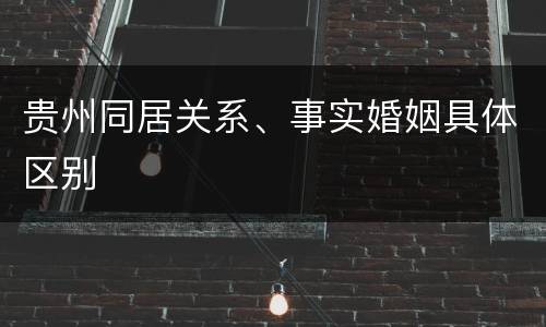 贵州同居关系、事实婚姻具体区别