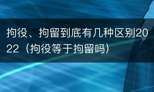 拘役、拘留到底有几种区别2022（拘役等于拘留吗）