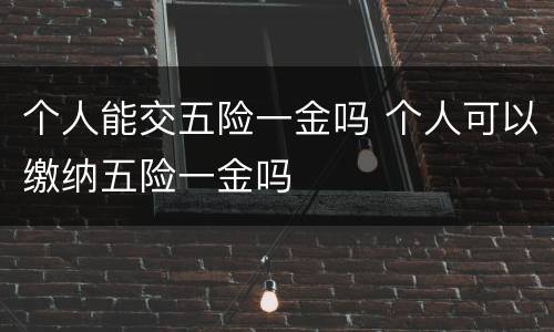 个人能交五险一金吗 个人可以缴纳五险一金吗