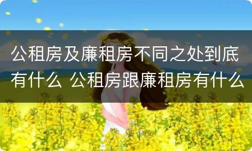 公租房及廉租房不同之处到底有什么 公租房跟廉租房有什么区别