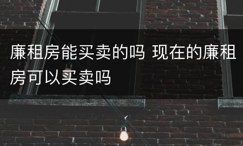 廉租房能买卖的吗 现在的廉租房可以买卖吗