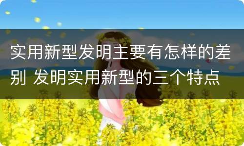 实用新型发明主要有怎样的差别 发明实用新型的三个特点