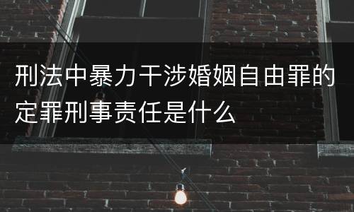刑法中暴力干涉婚姻自由罪的定罪刑事责任是什么