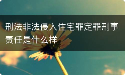 刑法非法侵入住宅罪定罪刑事责任是什么样