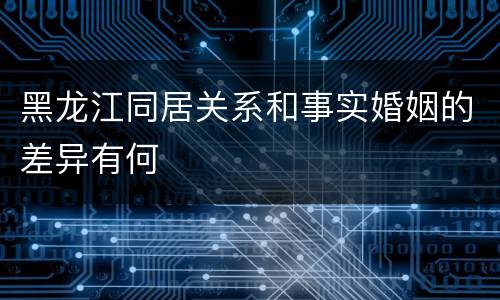 黑龙江同居关系和事实婚姻的差异有何