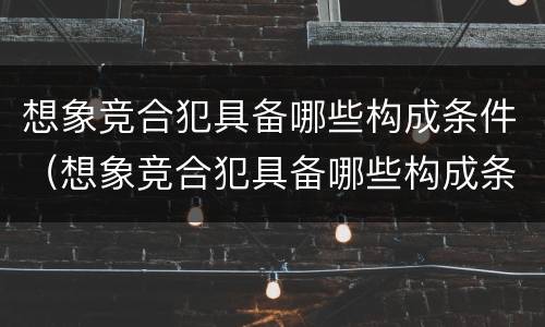 想象竞合犯具备哪些构成条件（想象竞合犯具备哪些构成条件呢）