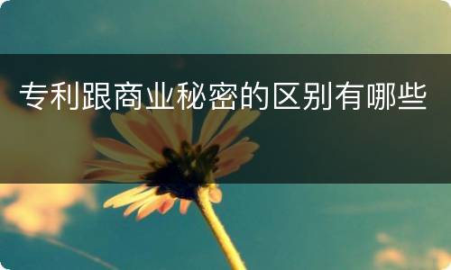 专利跟商业秘密的区别有哪些