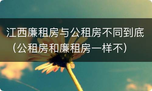 江西廉租房与公租房不同到底（公租房和廉租房一样不）
