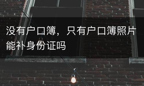 没有户口簿，只有户口簿照片能补身份证吗