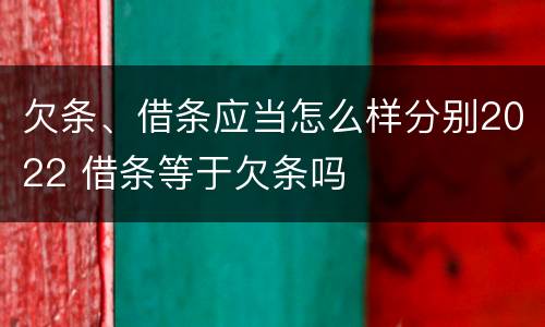 欠条、借条应当怎么样分别2022 借条等于欠条吗