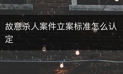故意杀人案件立案标准怎么认定