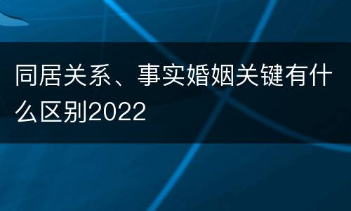同居关系、事实婚姻关键有什么区别2022