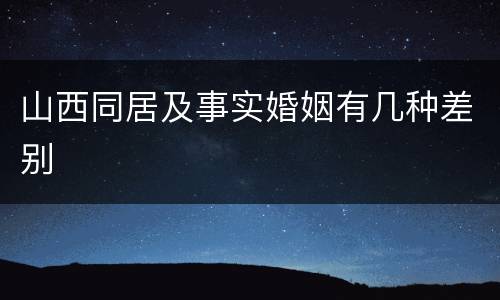 山西同居及事实婚姻有几种差别