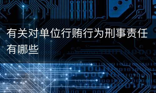 有关对单位行贿行为刑事责任有哪些