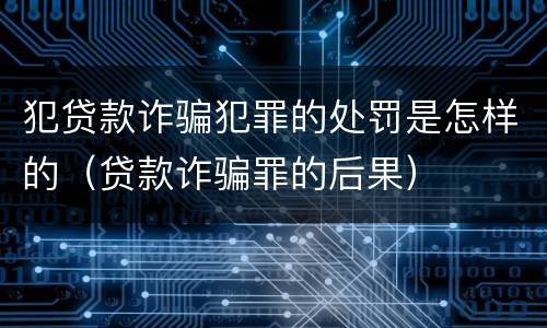 犯贷款诈骗犯罪的处罚是怎样的（贷款诈骗罪的后果）