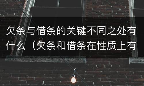 欠条与借条的关键不同之处有什么（欠条和借条在性质上有什么不同）