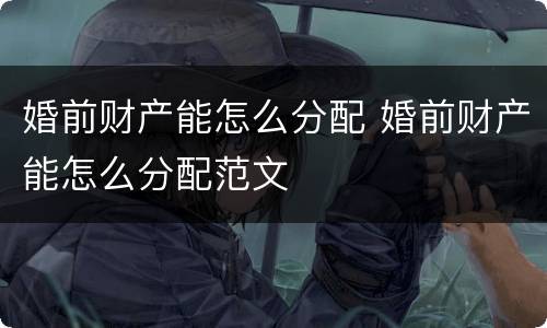 婚前财产能怎么分配 婚前财产能怎么分配范文