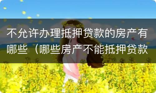 不允许办理抵押贷款的房产有哪些（哪些房产不能抵押贷款）