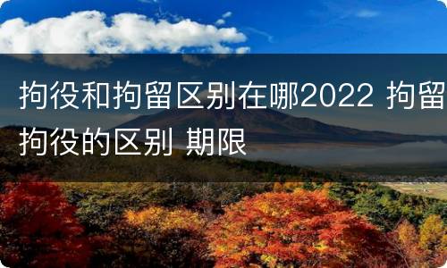 拘役和拘留区别在哪2022 拘留拘役的区别 期限
