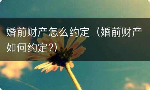 婚前财产怎么约定（婚前财产如何约定?）