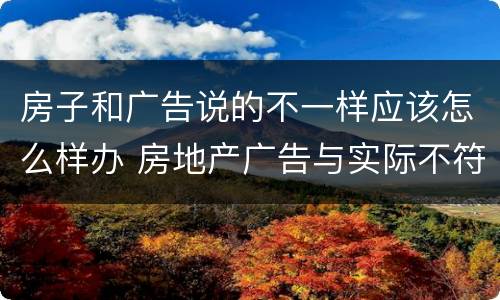 房子和广告说的不一样应该怎么样办 房地产广告与实际不符