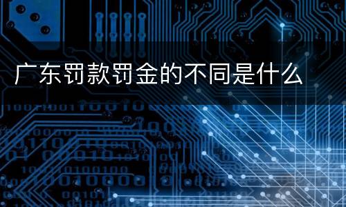 广东罚款罚金的不同是什么