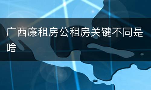 广西廉租房公租房关键不同是啥