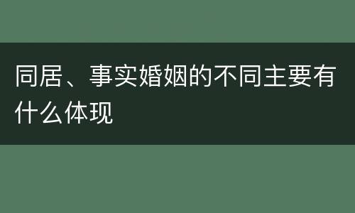 同居、事实婚姻的不同主要有什么体现