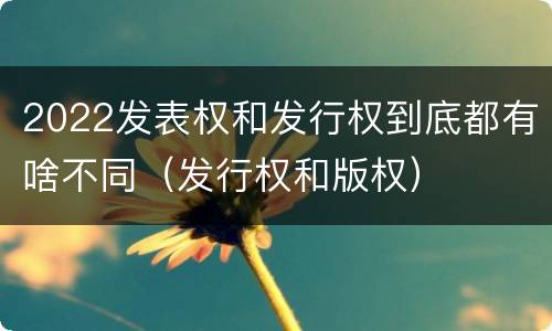 2022发表权和发行权到底都有啥不同（发行权和版权）