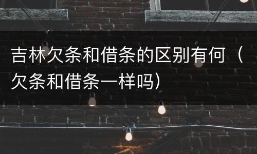 吉林欠条和借条的区别有何（欠条和借条一样吗）