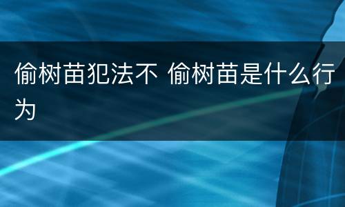 偷树苗犯法不 偷树苗是什么行为