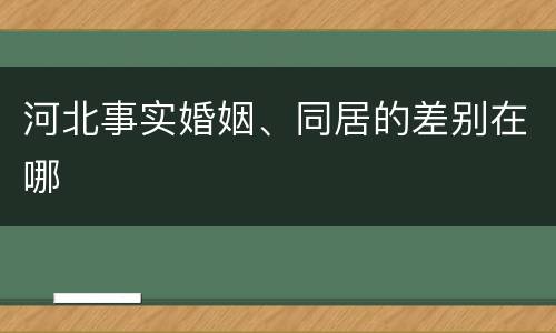 河北事实婚姻、同居的差别在哪