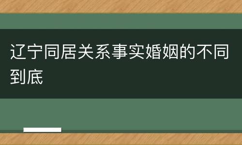 辽宁同居关系事实婚姻的不同到底