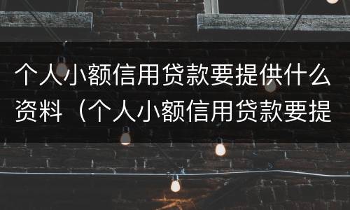 个人小额信用贷款要提供什么资料（个人小额信用贷款要提供什么资料呢）