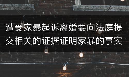 遭受家暴起诉离婚要向法庭提交相关的证据证明家暴的事实有哪些