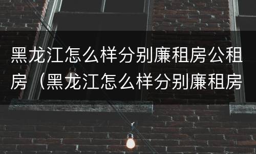 黑龙江怎么样分别廉租房公租房（黑龙江怎么样分别廉租房公租房呢）