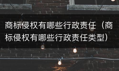 商标侵权有哪些行政责任（商标侵权有哪些行政责任类型）