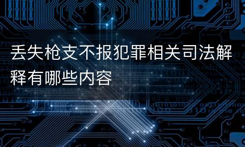 丢失枪支不报犯罪相关司法解释有哪些内容