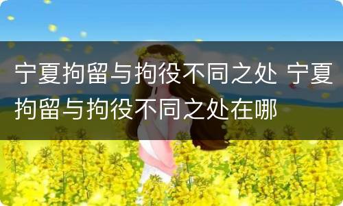 宁夏拘留与拘役不同之处 宁夏拘留与拘役不同之处在哪
