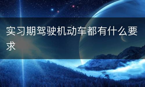 实习期驾驶机动车都有什么要求