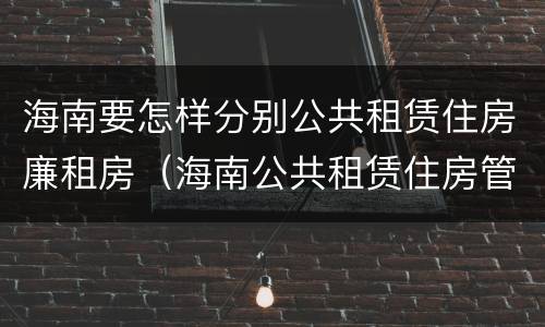 海南要怎样分别公共租赁住房廉租房（海南公共租赁住房管理）