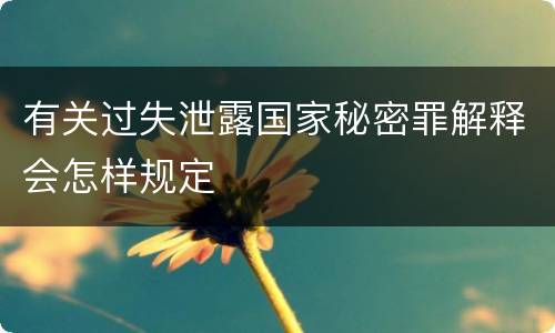 有关过失泄露国家秘密罪解释会怎样规定