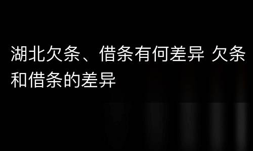 湖北欠条、借条有何差异 欠条和借条的差异