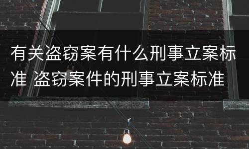 有关盗窃案有什么刑事立案标准 盗窃案件的刑事立案标准