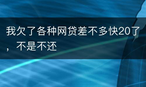 我欠了各种网贷差不多快20了，不是不还