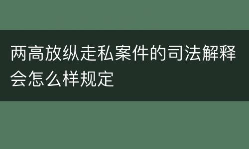 两高放纵走私案件的司法解释会怎么样规定